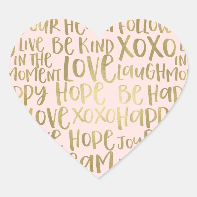 Sticker Cœur Blush Gold Inspiration Mots (Devant)