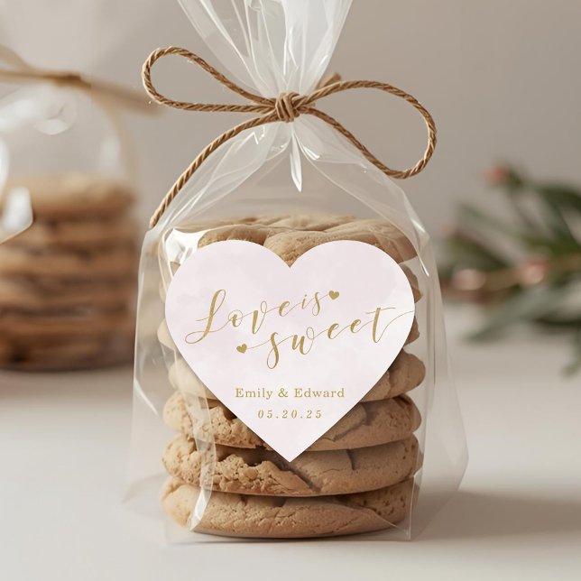 Sticker Cœur Blush Pink Love est Sweet Wedding Favor (Créateur téléchargé)
