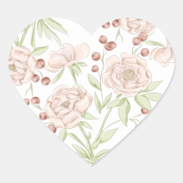 Sticker Cœur Blush Pink Rose Wedding (Devant)