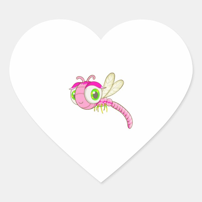 Sticker Cœur Bogue de libellule mignonne (Devant)