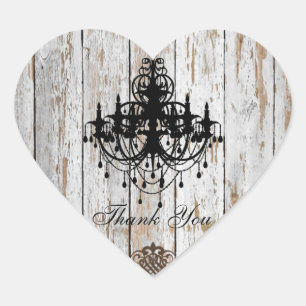 Sticker Cœur boho chic grange bois mariage campagnard rustique