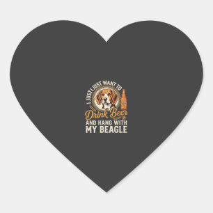 Sticker Cœur Boire Bière Beagle Chien Bière Artisanale Bouteill