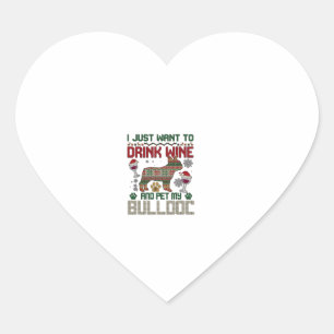 Sticker Cœur Boire du vin Bulldog Chien Sweat-shirt hideux Chap
