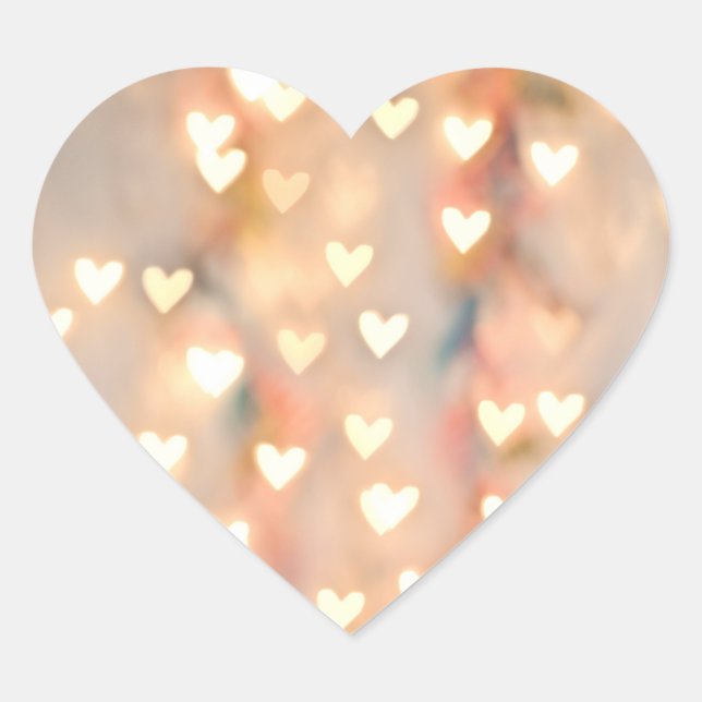 Sticker Cœur Bokeh Heart Twinkings Lights Glittery Rose Shimmer (Devant)