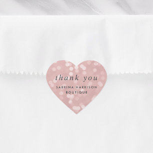 Sticker Cœur Bokeh rose vif Merci professionnel personnalisé