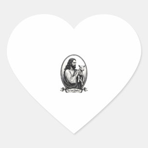 Sticker Cœur Bon Pasteur Jésus Gravure Vintage Chemise de Foi