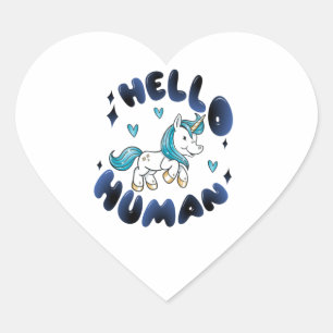 Sticker Cœur Bonjour humain Lovely Unicorn