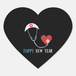 Sticker Cœur Bonne année de voeux pour le jour du Docteur en mè