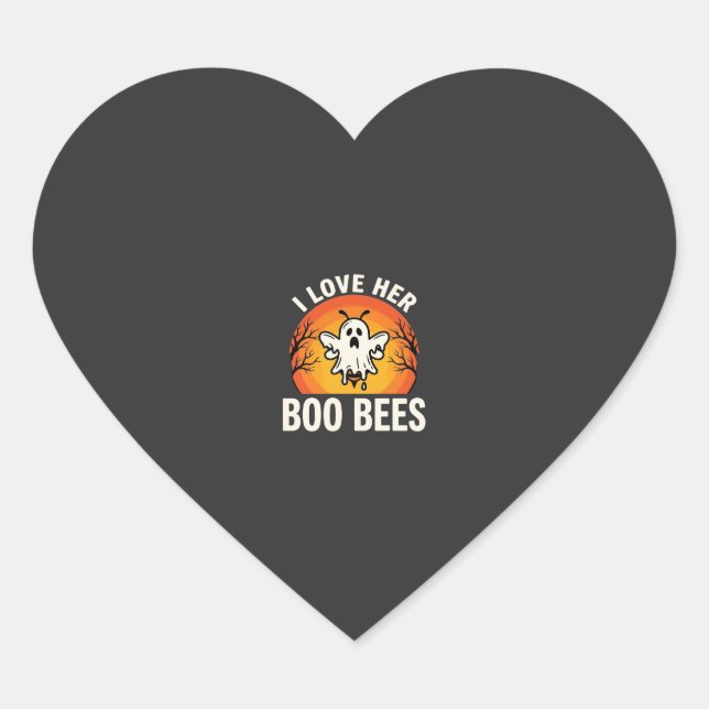 Sticker Cœur Boo Bees Halloween Ghost Bee Drôle Design_1 (Devant)