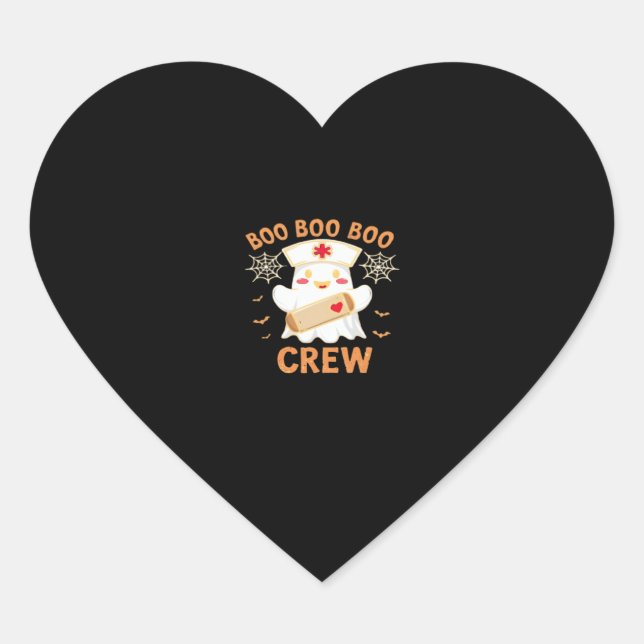 Sticker Cœur Boo Crew Drôle Fantôme Éffrayant Halloween Infirmi (Devant)