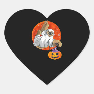 Sticker Cœur Boo Halloween Avec Sloth Witch Casquette Et Spider