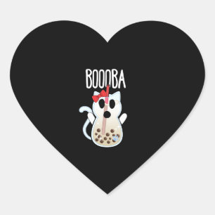 Sticker Cœur Boooba Kawaii Boba Boire du thé Amoureux des chats