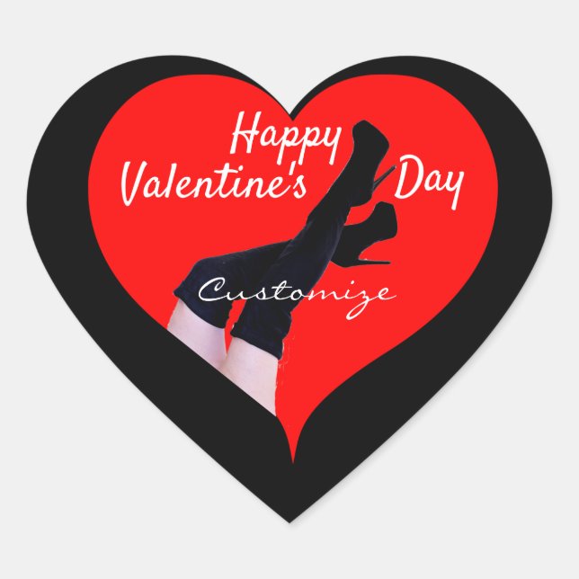 Sticker Cœur Bottes de haute cuisse du coeur rouge Valentine Th (Devant)