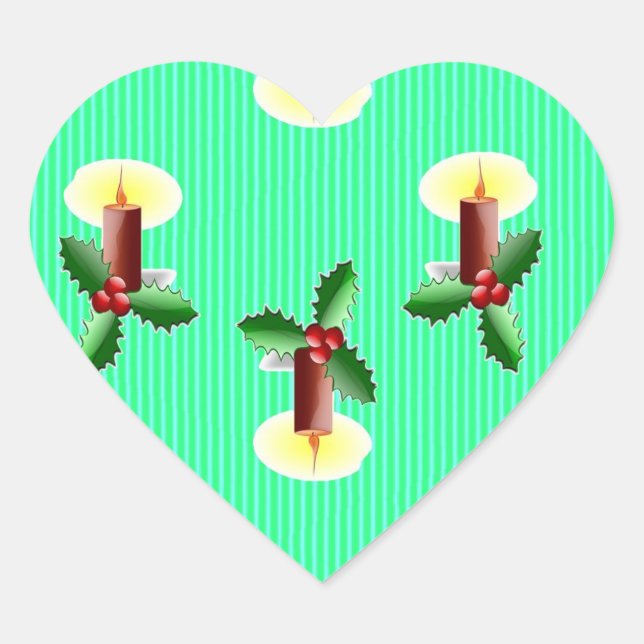Sticker Cœur Bougie Bourgogne avec saint Noël (Devant)