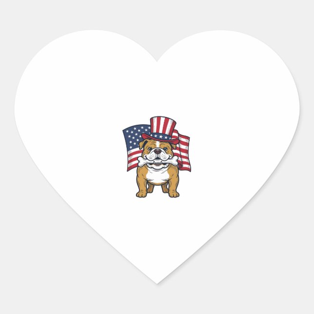 Sticker Cœur Bouledogue Patriotique Avec Drapeau Vector Design_ (Devant)