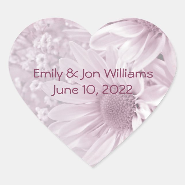 Sticker Cœur bouquet de marguerite rose (Devant)