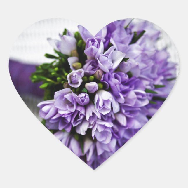 Sticker Cœur Bouquet Mariage de la tulipe violet de lavande (Devant)