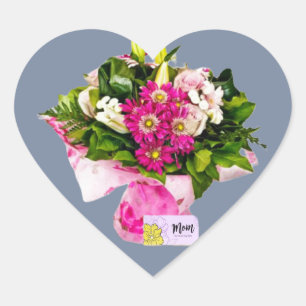 Sticker Cœur Bouquet pour maman