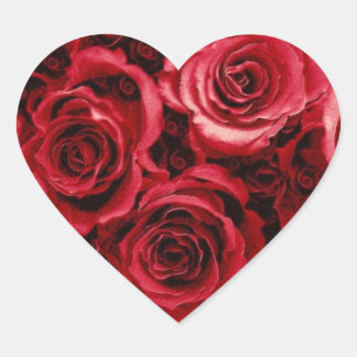 Sticker Cœur Bouquet Rose ROUGE - Sceau d'enveloppe du Mariage 
