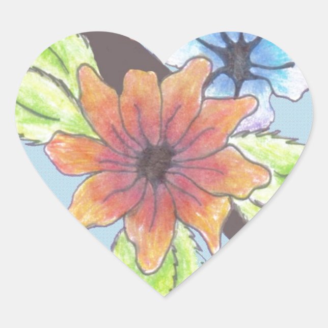 Sticker Cœur Bouquet tribal (Devant)