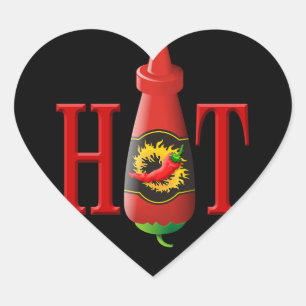 Sticker Cœur Bouteille de sauce chaude