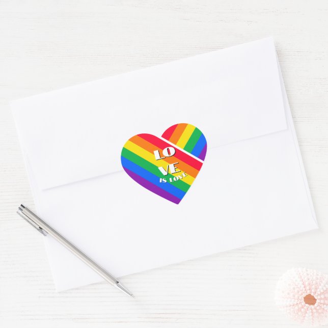 Sticker Cœur Bouton Coeur Arc-en-ciel Pride (Enveloppe)