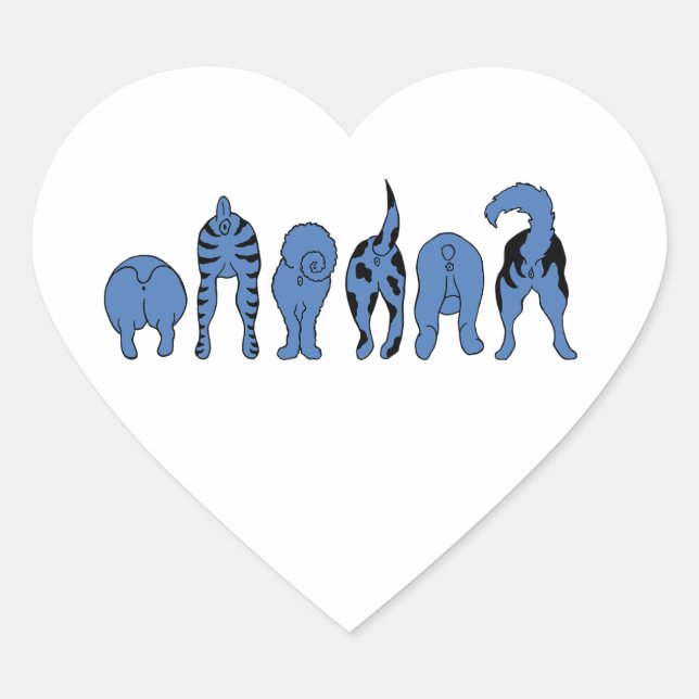 Sticker Cœur Boutons de chien bleu (Devant)