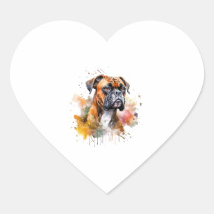 Sticker Cœur BoxerLove Aquarelle Artwork - Loyal race Canine