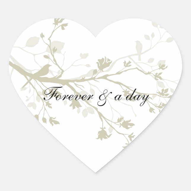 Sticker Cœur Branches d'oiseau (Devant)