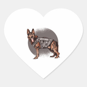 Sticker Cœur Brave berger allemand chien de police