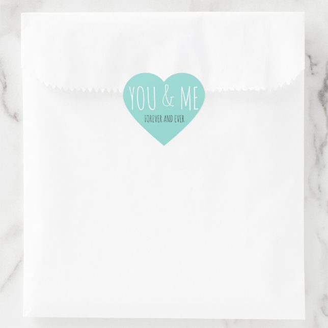 Sticker Cœur BRIDE CO Turquoise Blue Forever You & Me Mariage S (Sac)