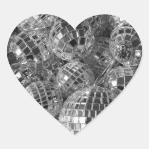 Sticker Cœur Brillant Boule Disco Ornements noir et blanc Photo