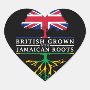 Sticker Cœur British Grosse avec les racines jamaïcaines Jamaïq