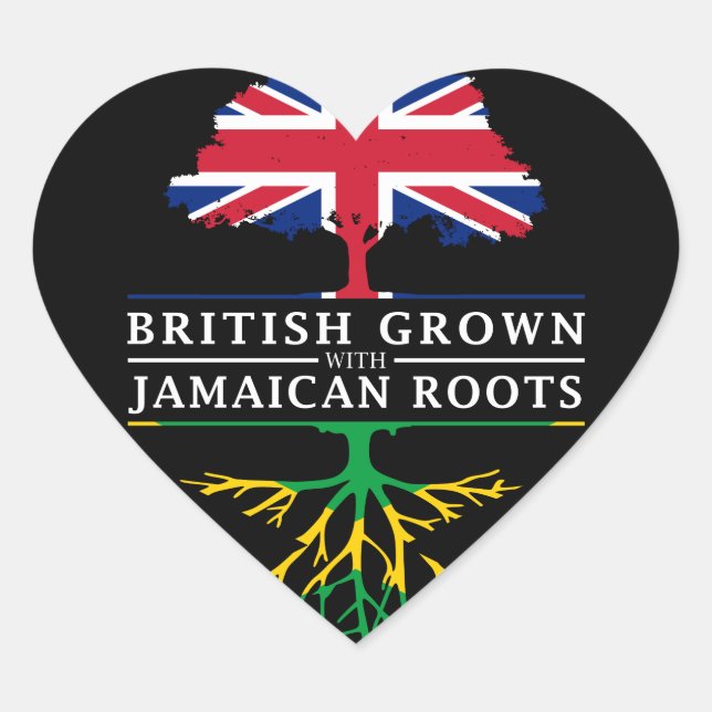 Sticker Cœur British Grosse avec les racines jamaïcaines Jamaïq (Devant)