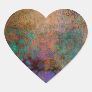 Sticker Cœur Bronze, Turquoise, violet Abstrait