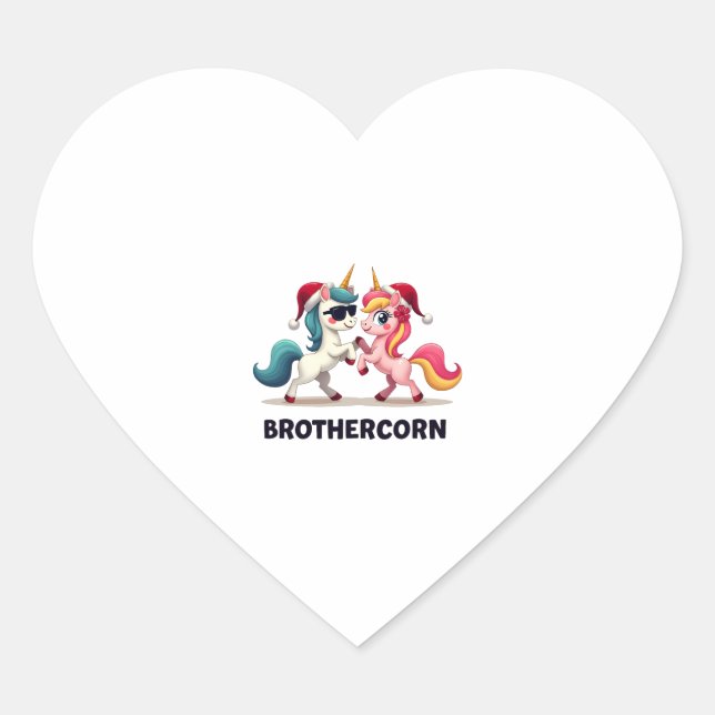 Sticker Cœur Brother-corn Unicorn Matching Family Pajama Christ (Devant)