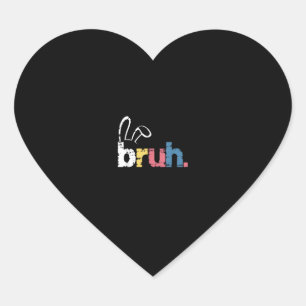 Sticker Cœur Bruh Bunny Pâques mignonne mème pour enfants _4