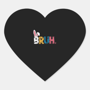Sticker Cœur Bruh Bunny Pâques mignonne mème pour les enfants _