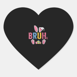 Sticker Cœur Bruh Bunny Pâques mignonne mème pour les enfants _