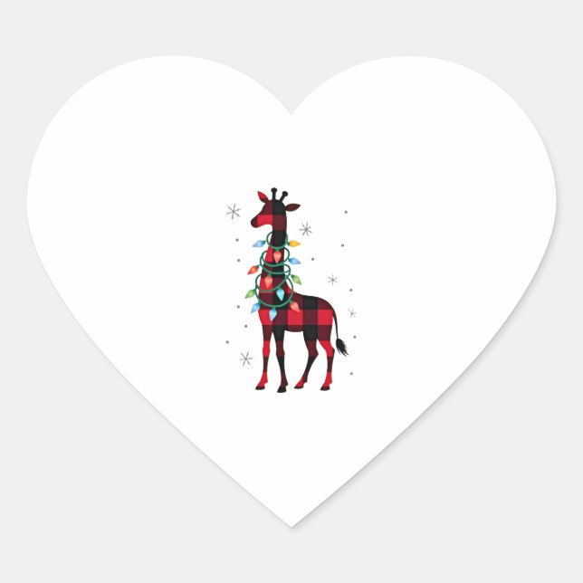 Sticker Cœur Buffalo Plaid Family Matching Giraffe Christmas Pa (Devant)