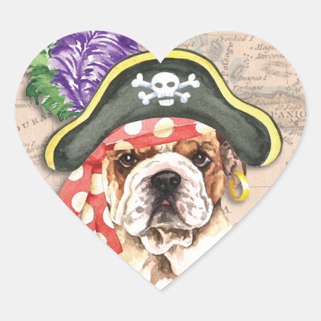 Sticker Cœur Bulldog Pirate (Devant)
