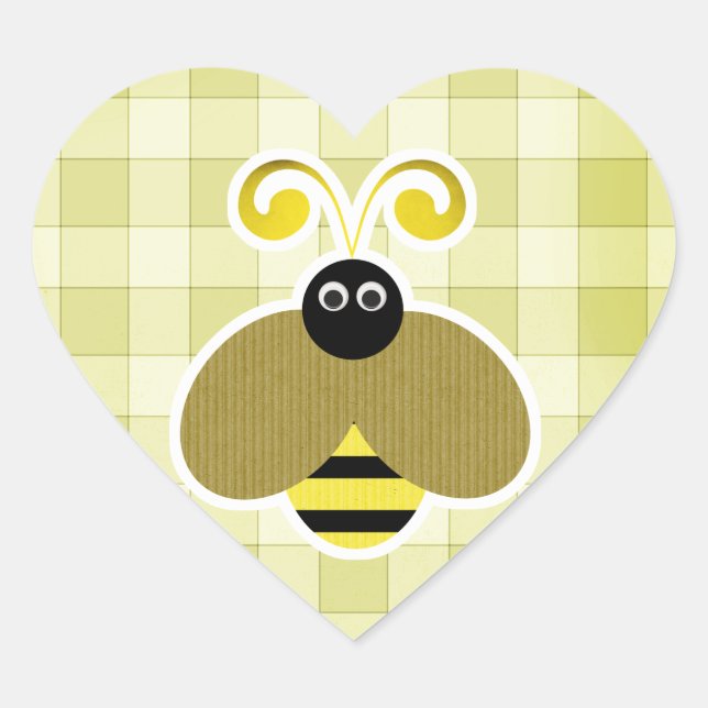 Sticker Cœur Bumble Bee Yellow Checks (Devant)