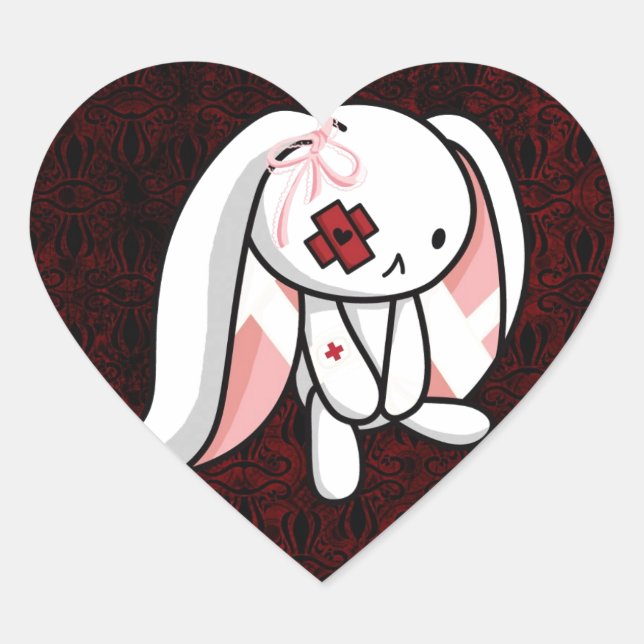 Sticker Cœur Bunny cassé (Devant)