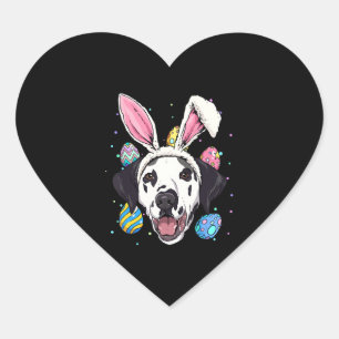 Sticker Cœur Bunny de Pâques Dalmatien Chien Enfants Hommes Cad
