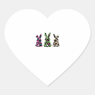 Sticker Cœur Bunny Easter Leopard Plaid Buffalo Rabbit Easter D