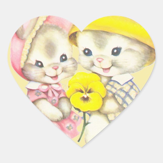 Sticker Cœur Bunny Girl+Boy (Devant)