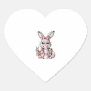 Sticker Cœur Bunny Lapin soufflant de bulle gomme de Pâques Jou