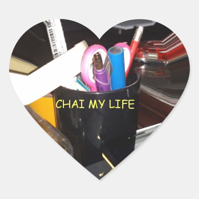 Sticker Cœur Bureau de la Mug de thé à vie morte Abstraite Art  (Devant)