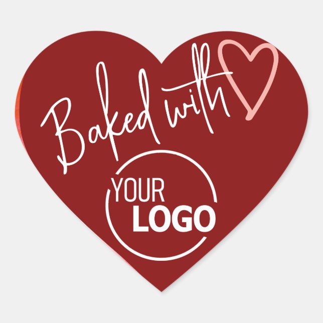 Sticker Cœur Burgundy rouge cuit avec amour Logo de cuisson mai (Devant)