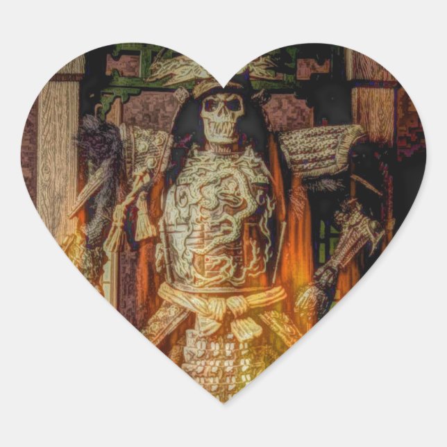 Sticker Cœur bushido japonais samouraï armure samouraï crâne (Devant)